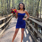 Royal Blue Strapless Bodycon Sequins Short Homecoming Dresses