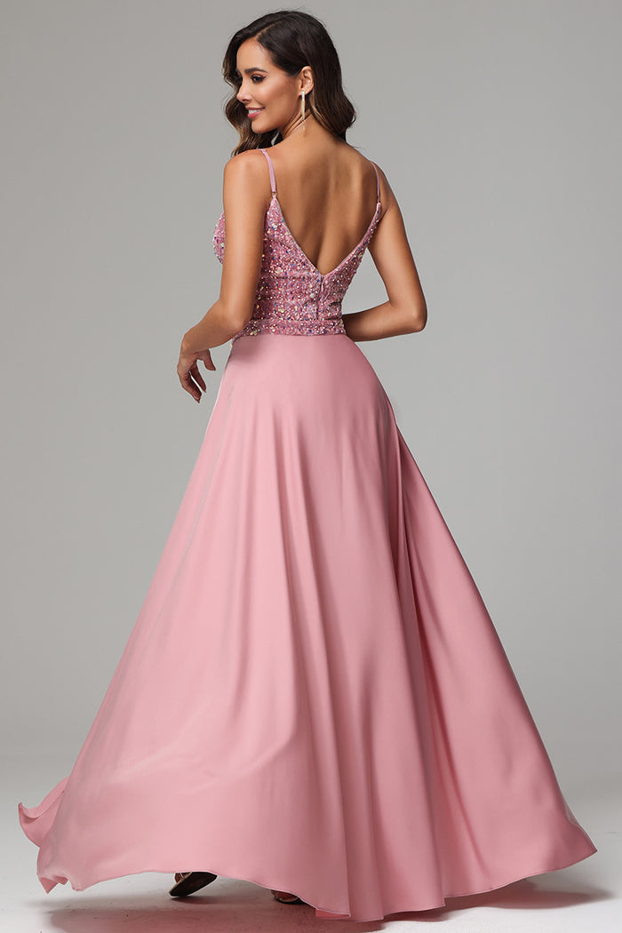 Sexy Pink Spaghetti Straps Homecoming Dress with Pleated  Y2670 main image 1