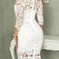 Chic Ivory Long Sleeves Knee Length Lace Homecoming Dresses
