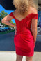 Red Buble Off Shoulders Lace Tight Short Homecoming Dress main image 1