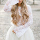 Ivory Two Piece Long Sleeves A Line Tulle Homecoming Dresses