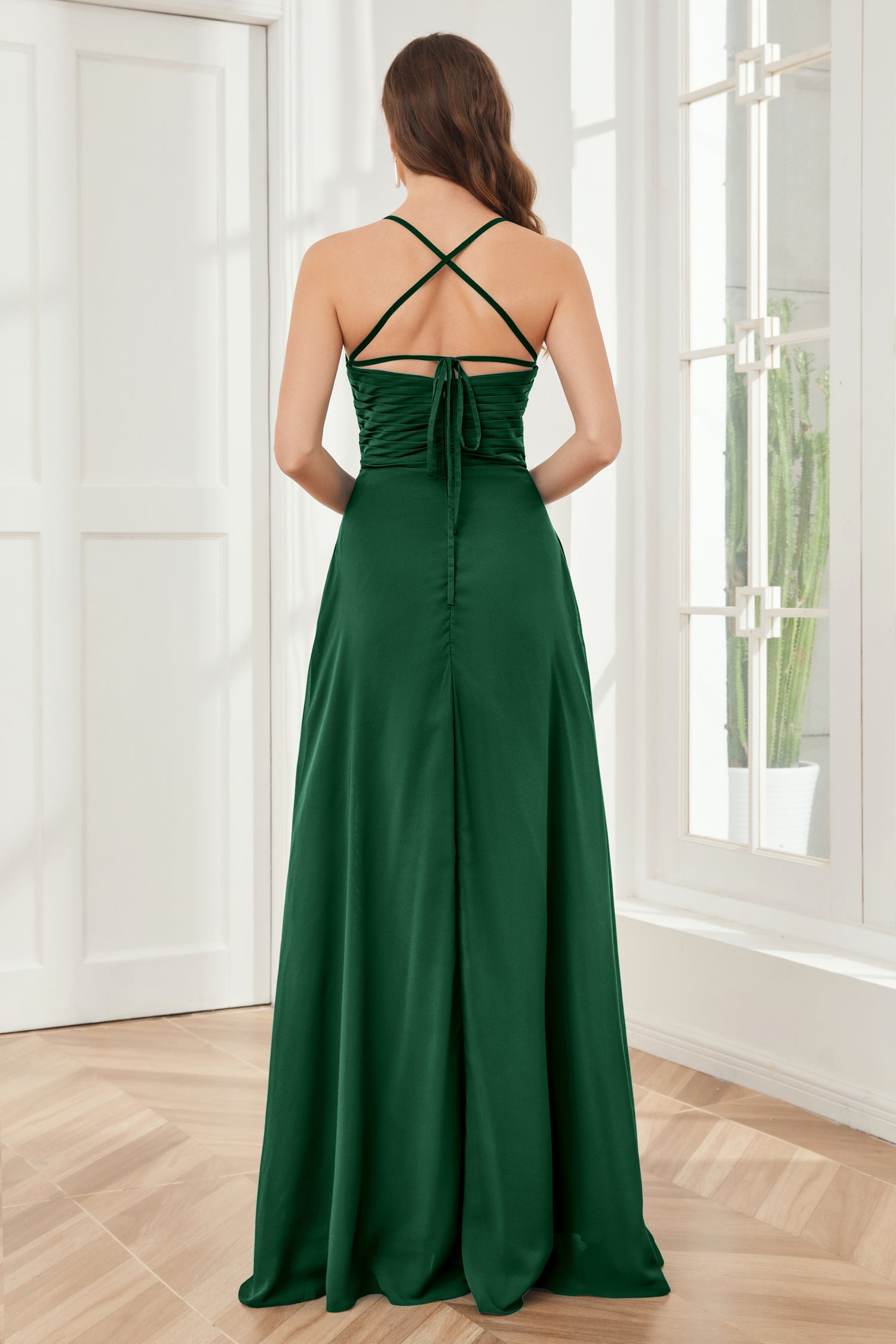 Long Chiffon Bridesmaid Dresses with Spaghetti Strap Steel Grey main image 0