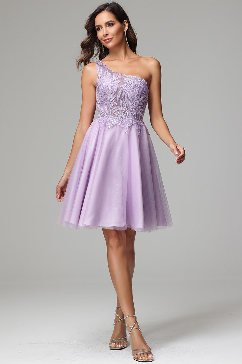 Lilac - A Line Strapless Pleats Short Homecoming Dress with Bow main image 0