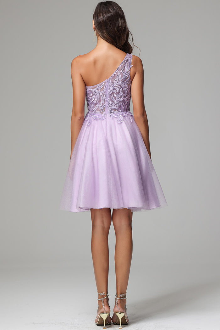Lilac - A Line Strapless Pleats Short Homecoming Dress with Bow main image 1
