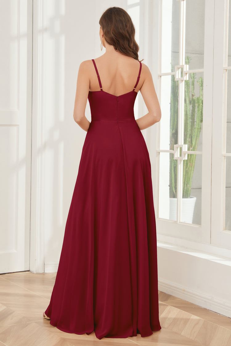 Trendy A-Line Spaghetti Straps Chiffon Wedding Gown with Lace Split TWA2502 main image 1