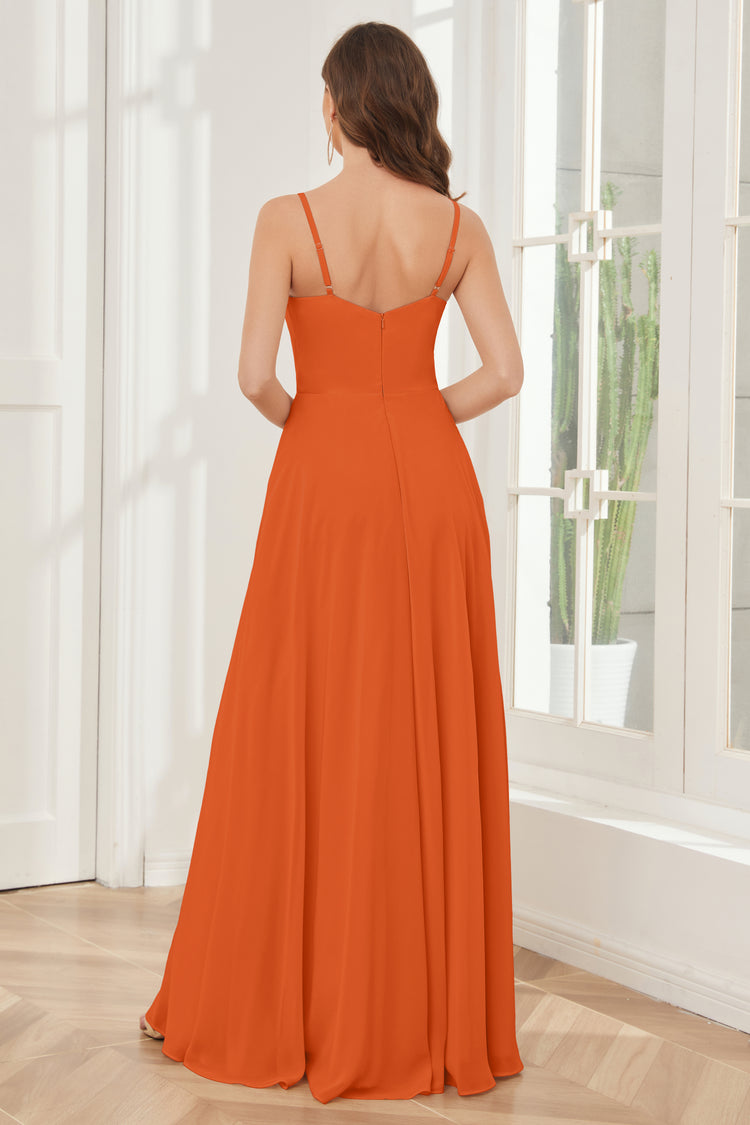 Spaghetti Straps Chiffon A-Line Bridesmaid Dress in Thyme main image 1
