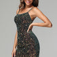 Sheath Dark Green Spaghetti Straps Sequins Homecoming Dress