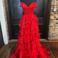 Sky Blue Off Shoulder Pleated Side Slit Beaded Floor Length Sheath Prom Dress main image 1
