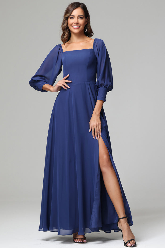 Sweep Train Off Shoulder Long Sleeve Appliques Beading Cheap Bridesmaid