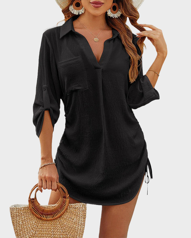 OmbreSwim - Coverup Drawstring Beach Dress Shirt