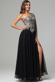 Romantic One Shoulder Vintage Prom Dress,Stunning Evening Dress Y1105