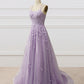 Pretty Long Prom Dresses Lace Appliques Princess Dresses