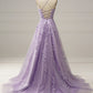 Pretty Long Prom Dresses Lace Appliques Princess Dresses