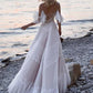 Bohemia Charming Long Lace Beach Wedding Dresses
