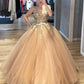 A-line V-neck Ball Gown Appliques Long Quinceanera Dresses