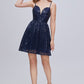 Blue Spaghetti Strap V Neck Sequins Short Homecoming Dresses