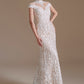 Elegant Cap Sleeves Lace Mermaid Long Beach Wedding Dresses