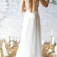 Chic Spaghetti Straps Backless V Neck Floor Length Wedding Dresses
