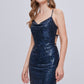 Blue Spaghetti Strap Sequins Backless Short Homecoming Dresses
