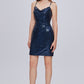 Blue Spaghetti Strap Sequins Backless Short Homecoming Dresses