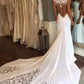 Simple Mermaid Yarn Sleeveless Wedding Dresses Chapel Train