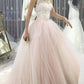 Charming Open Back Round Neck Lace Wedding Dresses Ball Gown with Bowknot
