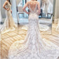 Charming Spaghetti Straps V Back Lace Sheath Wedding Dresses