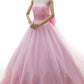 Pink Tulle Strapless With Bowknot Sleeveless Appliques Ball Gown Wedding Dresses