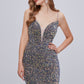 Spaghetti Strap Deep V Neck Sequins Backless Short Homecoming Dresses