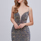 Spaghetti Strap Deep V Neck Sequins Backless Short Homecoming Dresses