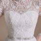 A-Line Lace Appliques Long Sleeve Tulle Chapel Train Wedding Dresses
