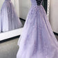 Pretty Long Prom Dresses Lace Appliques Princess Dresses