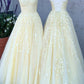 Pretty Long Prom Dresses Lace Appliques Princess Dresses