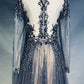 Luxury Long Sleeves V-neck Long Prom Dresses Overskirt Mother Formal Dresses