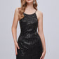 Black Sequins Spaghetti Strap Lace Up Short Homecoming Dresses
