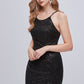 Black Sequins Spaghetti Strap Lace Up Short Homecoming Dresses