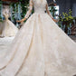 Gorgeous Long Sleeves Ball Gown Wedding Dresses With Beading Appliques