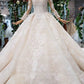 Gorgeous Long Sleeves Ball Gown Wedding Dresses With Beading Appliques