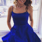 Simple Satin Royal Blue Short Homecoming Dresses With Pockets
