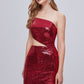 Red One Strap Sequins Open Waist Backless Homecoming Dresses
