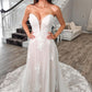 Charming Mermaid Sweetheart Sparkly Tulle Wedding Dresses with Lace