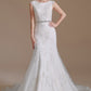 Mermaid Appliques Tulle Chapel Train Wedding Dresses With Belt