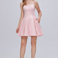 Pink Spaghetti Strap A Line Backless Short Homecoming Dresses