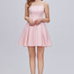 Pink Spaghetti Strap A Line Backless Short Homecoming Dresses