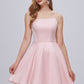 Pink Spaghetti Strap A Line Backless Short Homecoming Dresses