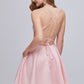 Pink Spaghetti Strap A Line Backless Short Homecoming Dresses