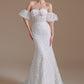 New Arrival Sweetheart Off the Shoulder Lace Long Beach Wedding Dresses