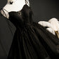 Elegant Black Spaghetti Straps Tulle Short Homecoming Dress