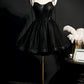 Elegant Black Spaghetti Straps Tulle Short Homecoming Dresses