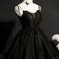 Elegant Black Spaghetti Straps Tulle Short Homecoming Dresses